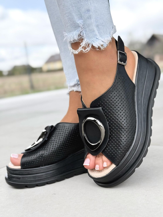 Sandałki damskie ze skóry naturalnej