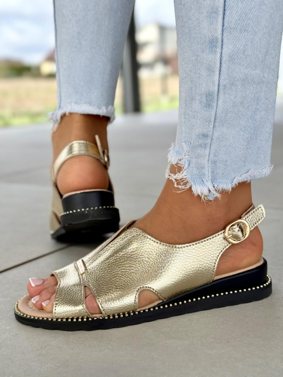 Sandałki damskie ze skóry naturalnej