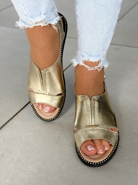 Sandałki damskie ze skóry naturalnej