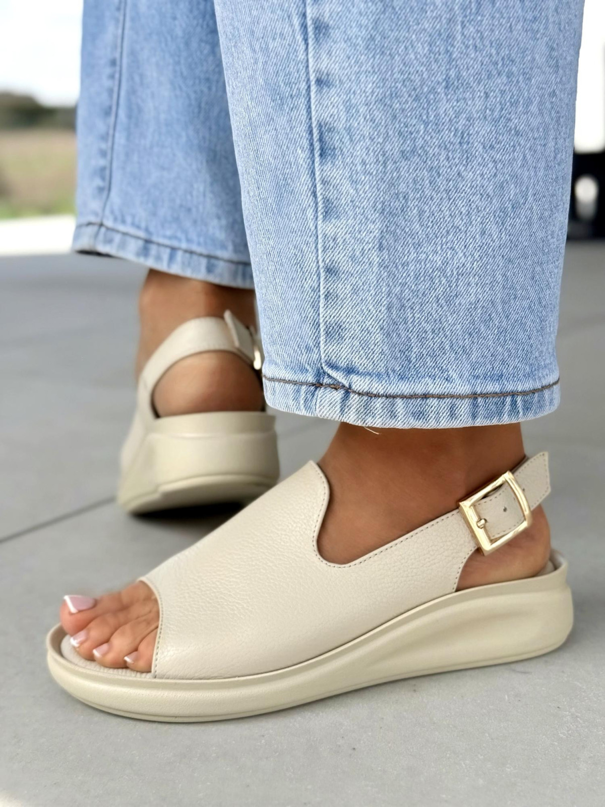 Sandałki damskie OLEKSY ze skóry naturalnej Polskiej produkcji