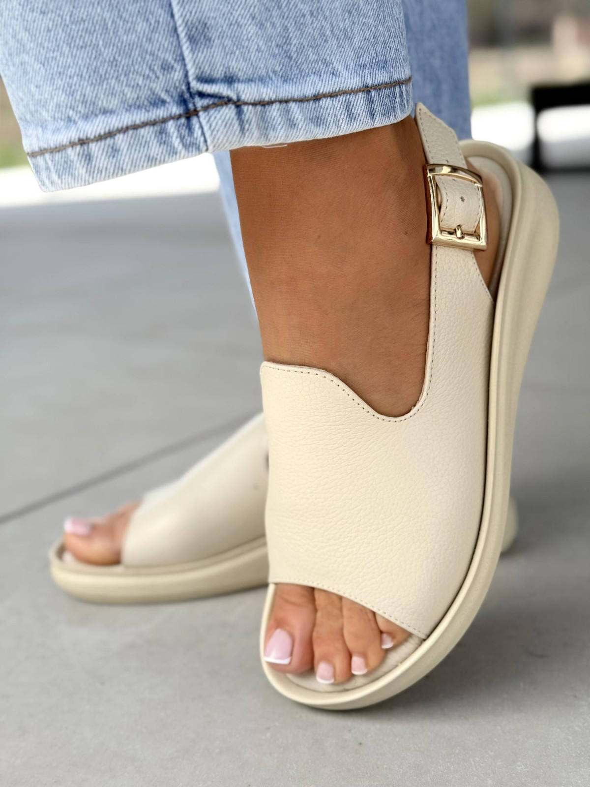 Sandałki damskie OLEKSY ze skóry naturalnej Polskiej produkcji