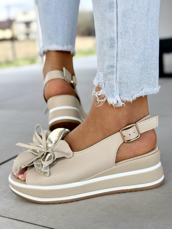 Sandałki damskie ze skóry naturalnej