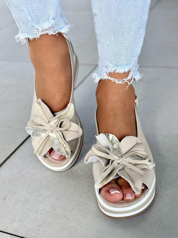 Sandałki damskie ze skóry naturalnej