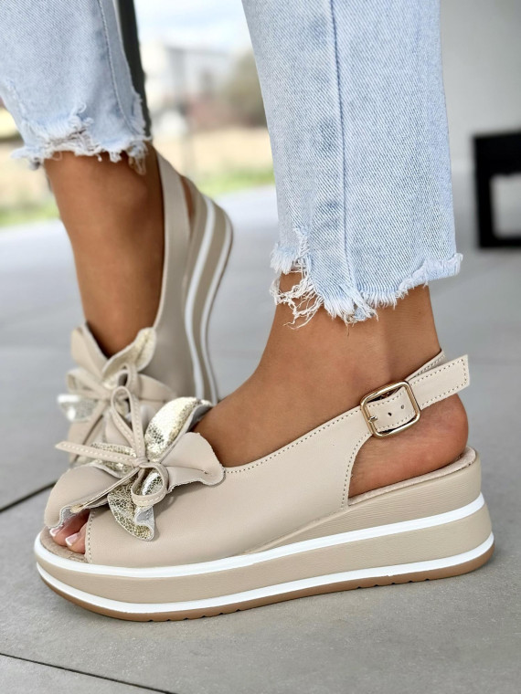 Sandałki damskie ze skóry naturalnej