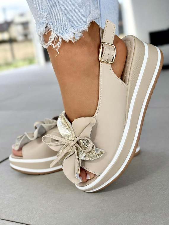 Sandałki damskie ze skóry naturalnej