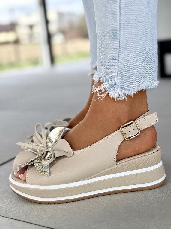 Sandałki damskie ze skóry naturalnej