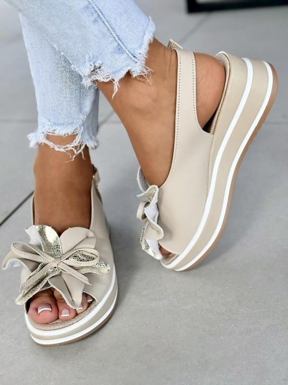 Sandałki damskie ze skóry naturalnej