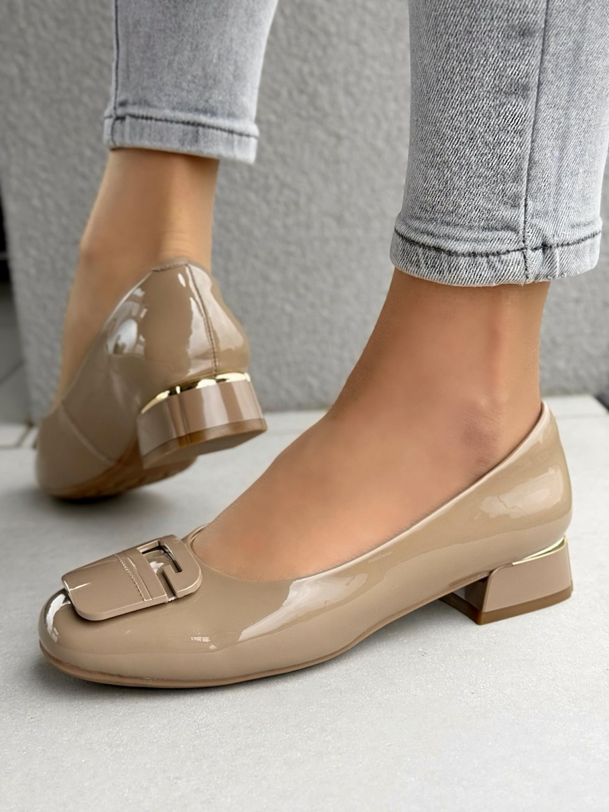 Czółenka damskie ze skóry naturalnej