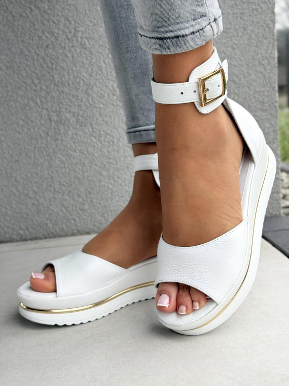 Sandałki damskie ze skóry naturalnej