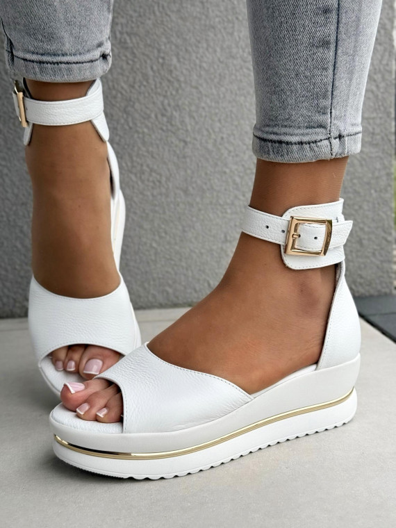 Sandałki damskie ze skóry naturalnej