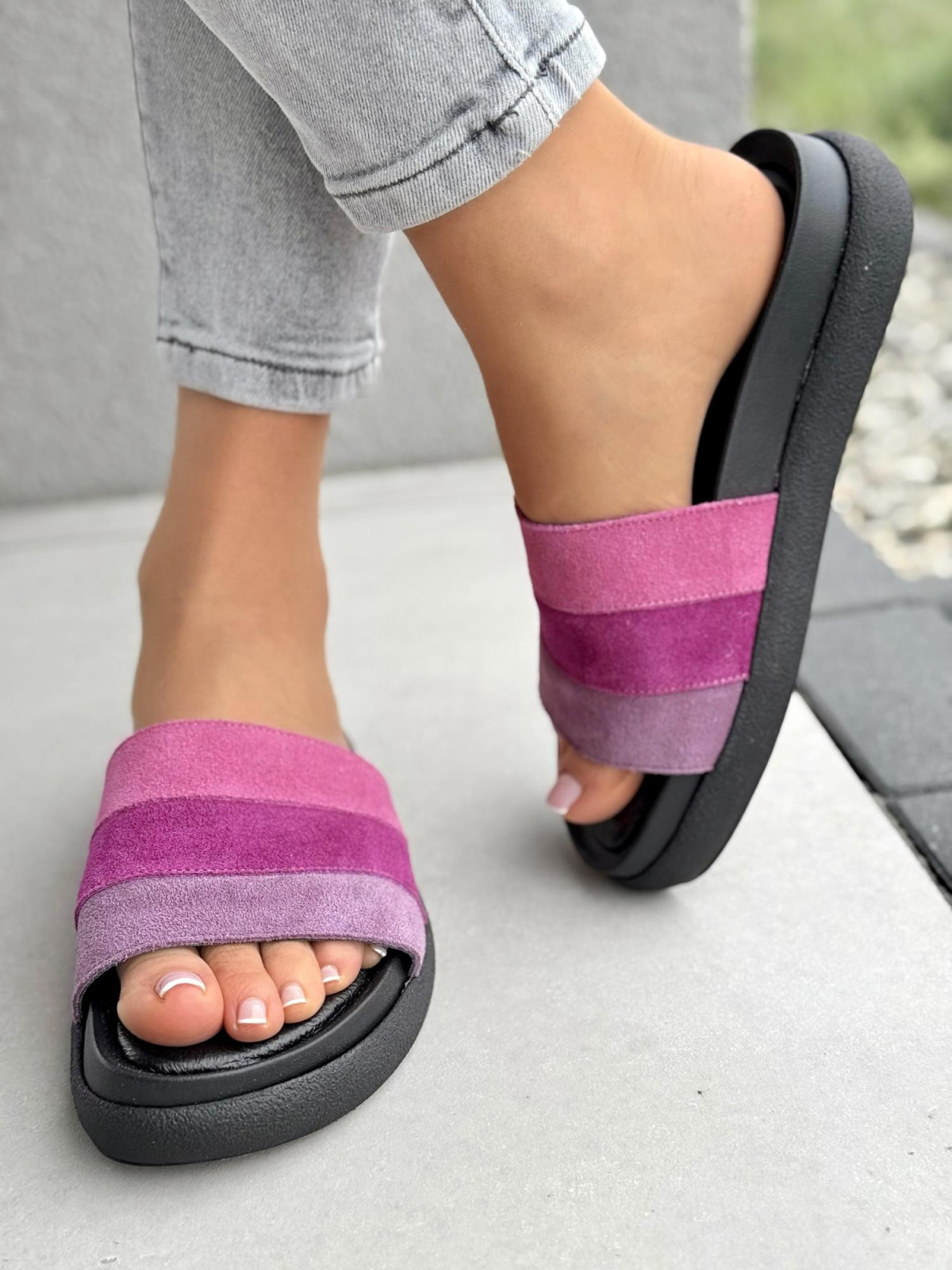 Klapki damskie OLEKSY ze skóry naturalnej Polskiej produkcji