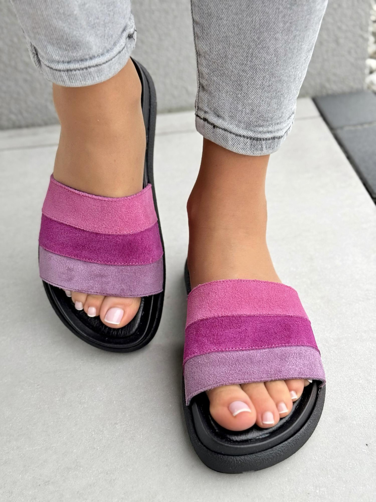 Klapki damskie OLEKSY ze skóry naturalnej Polskiej produkcji