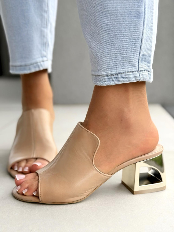 Klapki damskie OLEKSY ze skóry naturalnej Polskiej produkcji