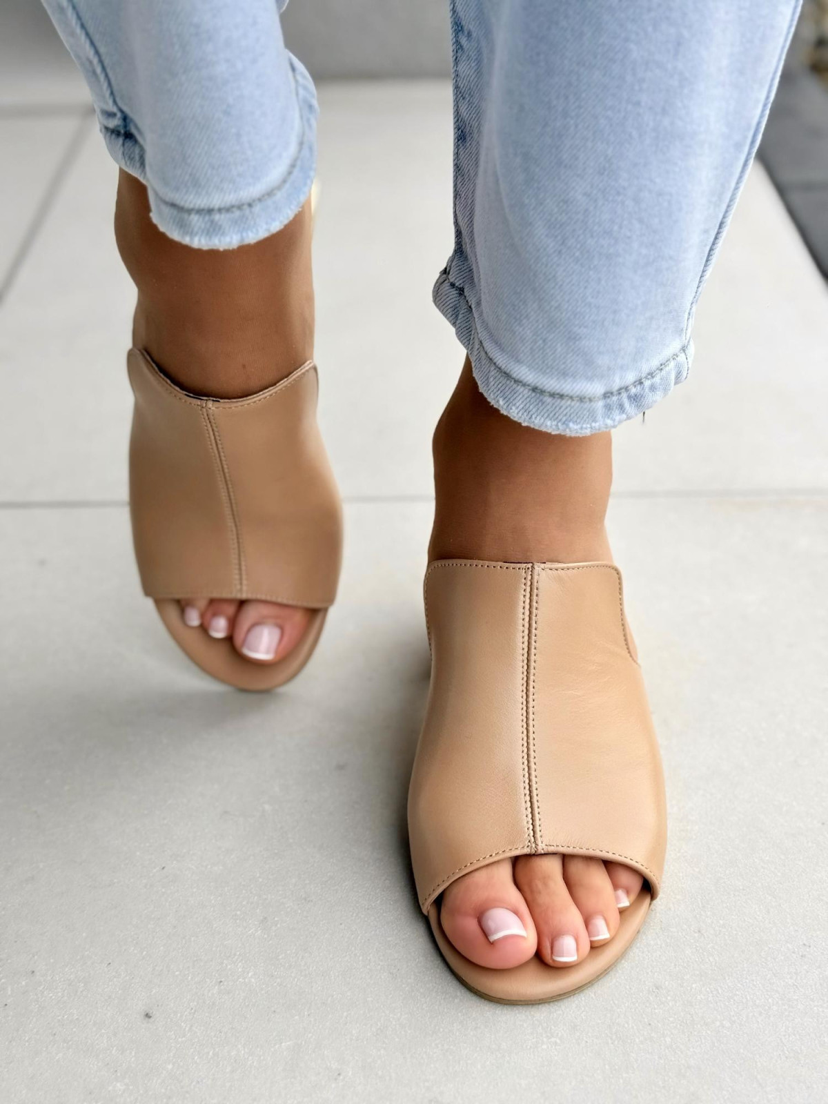 Klapki damskie OLEKSY ze skóry naturalnej Polskiej produkcji