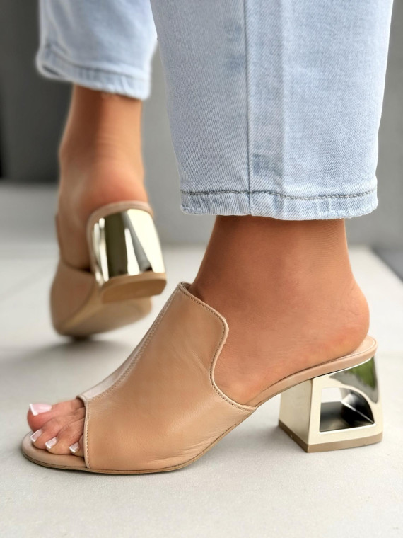 Klapki damskie OLEKSY ze skóry naturalnej Polskiej produkcji