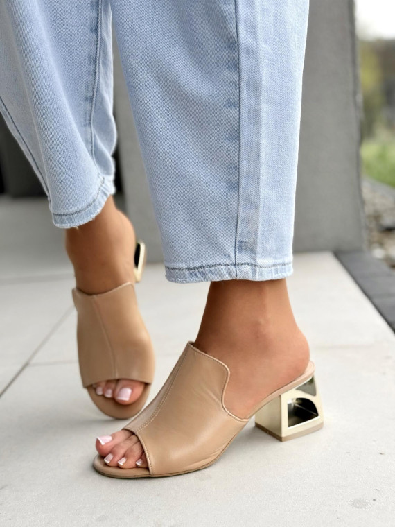 Klapki damskie OLEKSY ze skóry naturalnej Polskiej produkcji