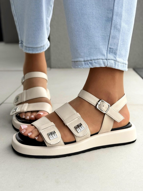 Sandałki damskie ze skóry naturalnej