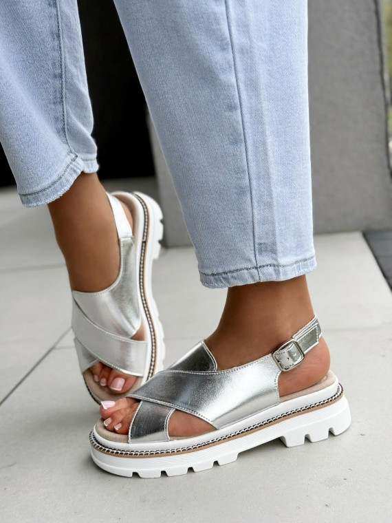 Sandałki damskie ze skóry naturalnej