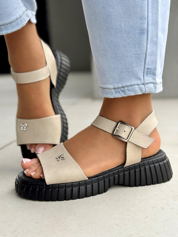 Sandałki damskie ze skóry naturalnej