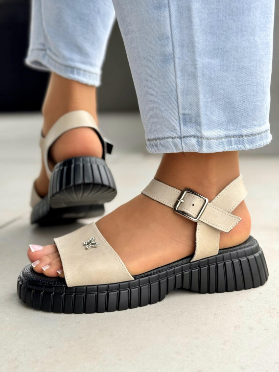 Sandałki damskie ze skóry naturalnej