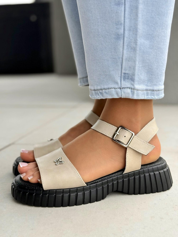 Sandałki damskie ze skóry naturalnej