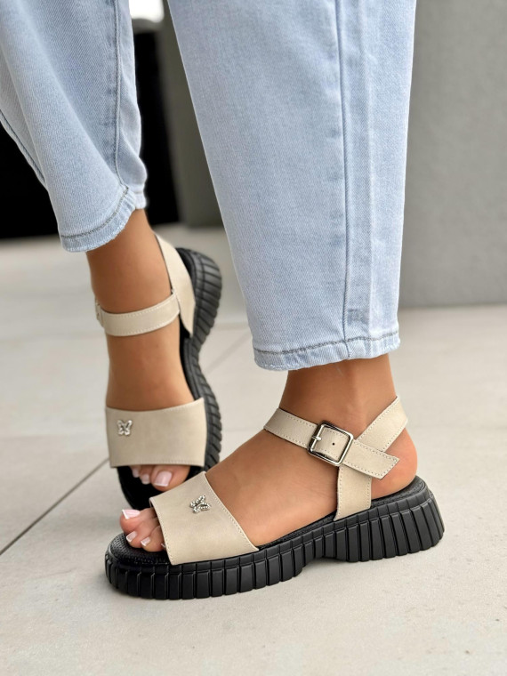 Sandałki damskie ze skóry naturalnej