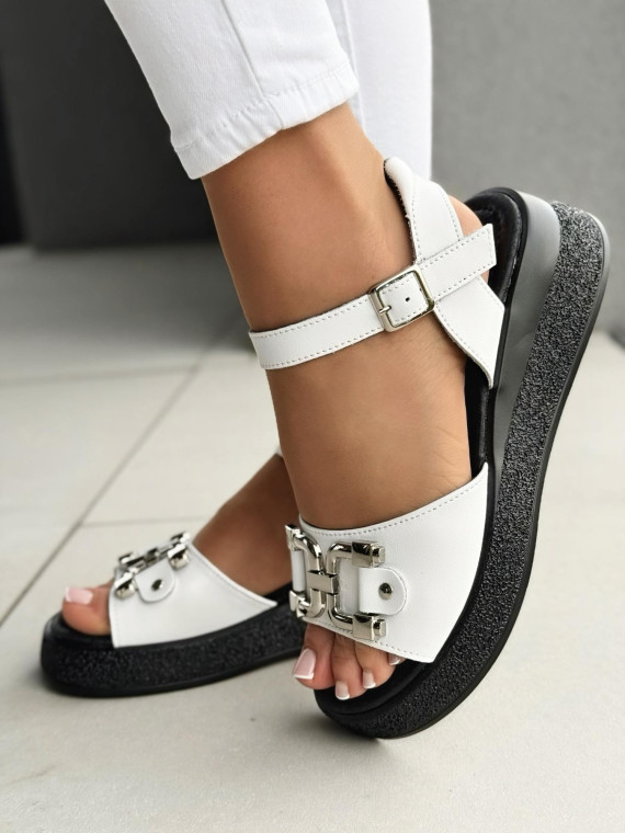 Sandałki damskie ze skóry naturalnej