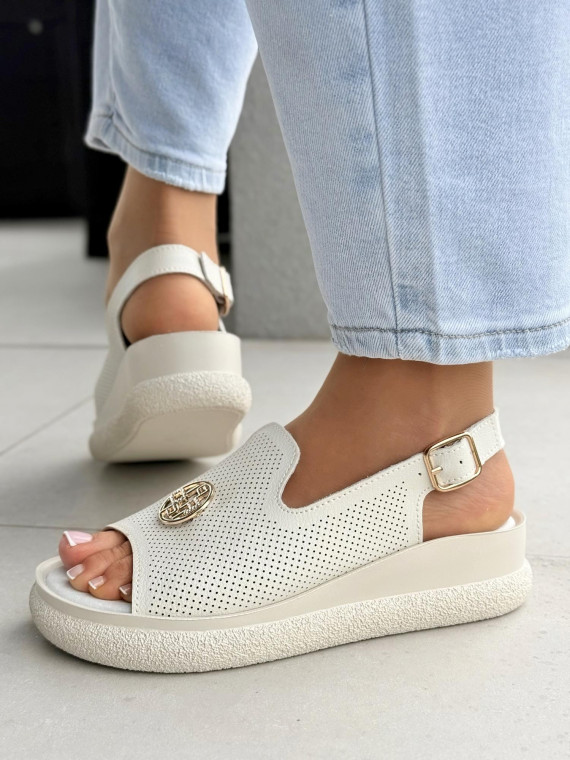 Sandałki damskie ze skóry naturalnej