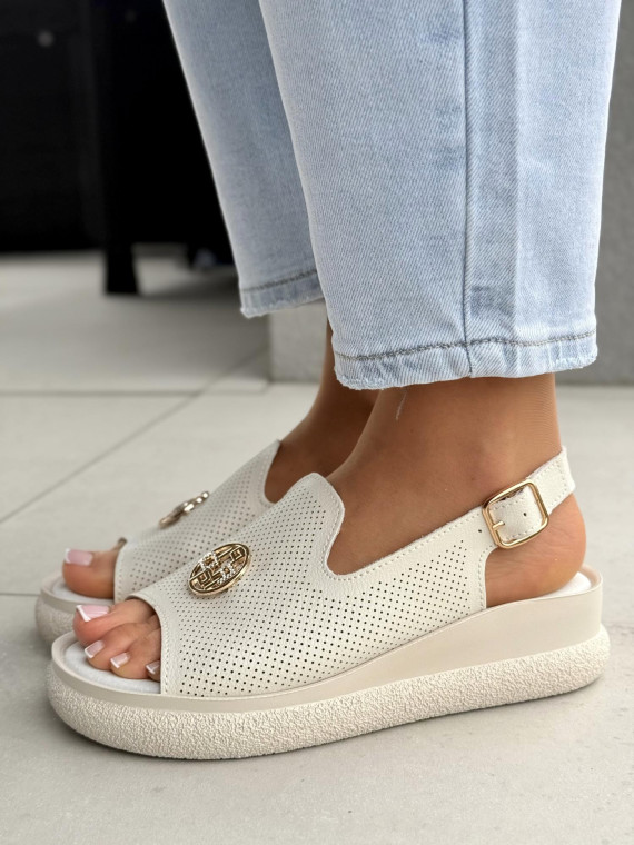 Sandałki damskie ze skóry naturalnej