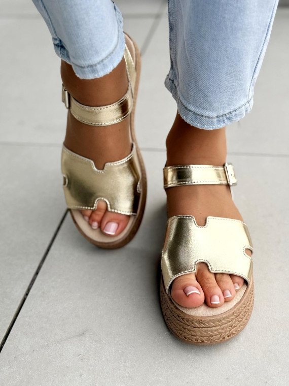 Sandałki damskie ze skóry naturalnej