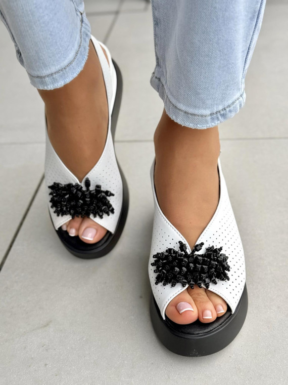 Sandałki damskie ze skóry naturalnej