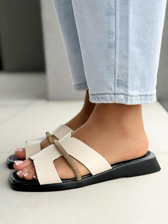 Klapki damskie ze skóry naturalnej