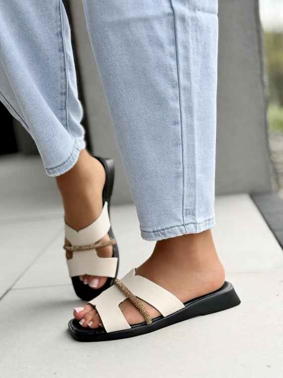 Klapki damskie ze skóry naturalnej