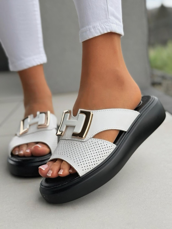 Klapki damskie ze skóry naturalnej