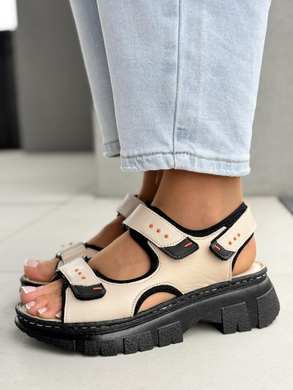 Sandałki damskie ze skóry naturalnej