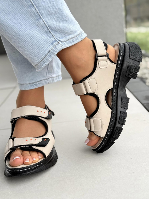 Sandałki damskie ze skóry naturalnej