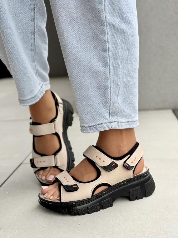 Sandałki damskie ze skóry naturalnej