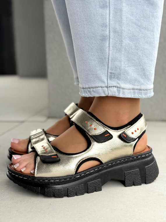 Sandałki damskie ze skóry naturalnej