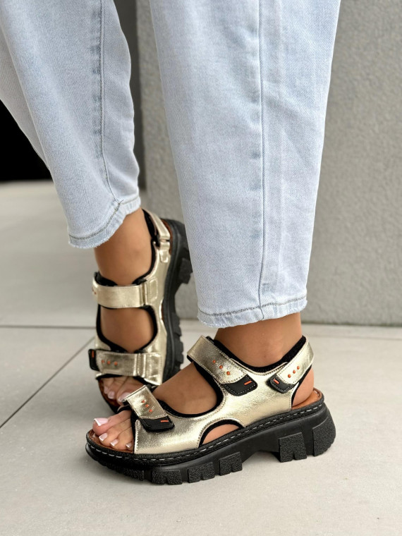 Sandałki damskie ze skóry naturalnej