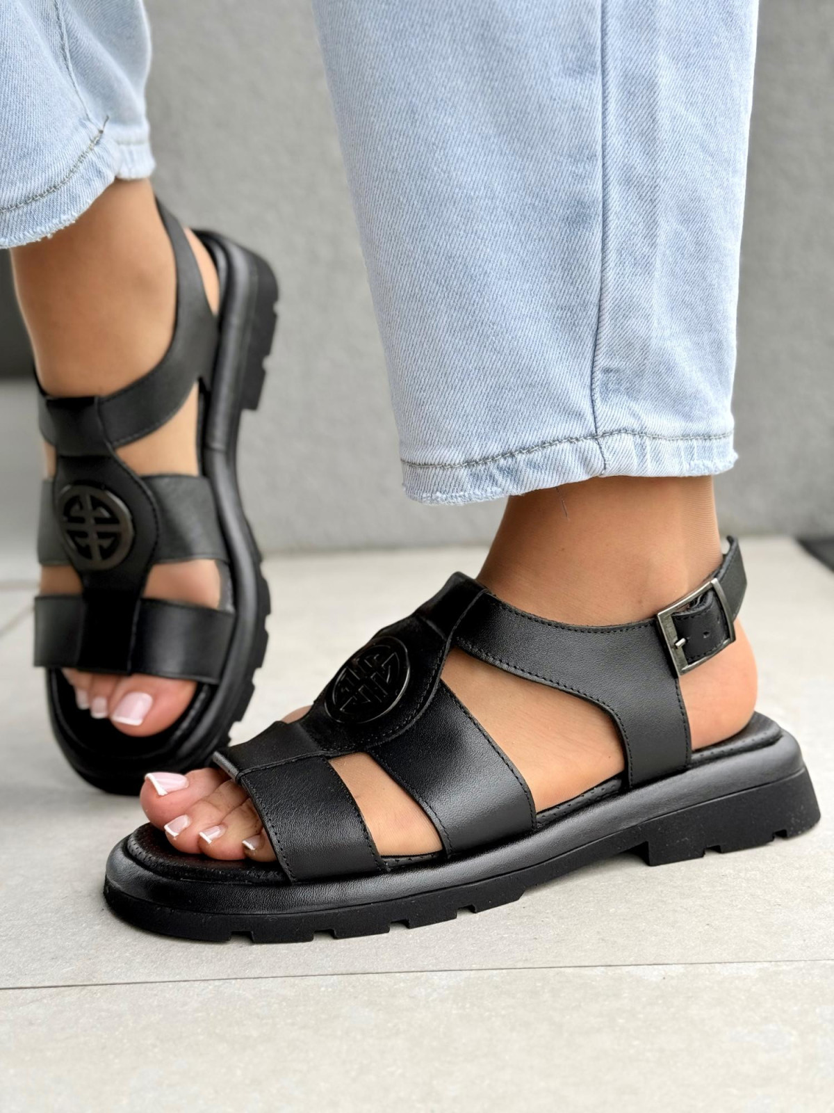 Sandałki damskie ze skóry naturalnej