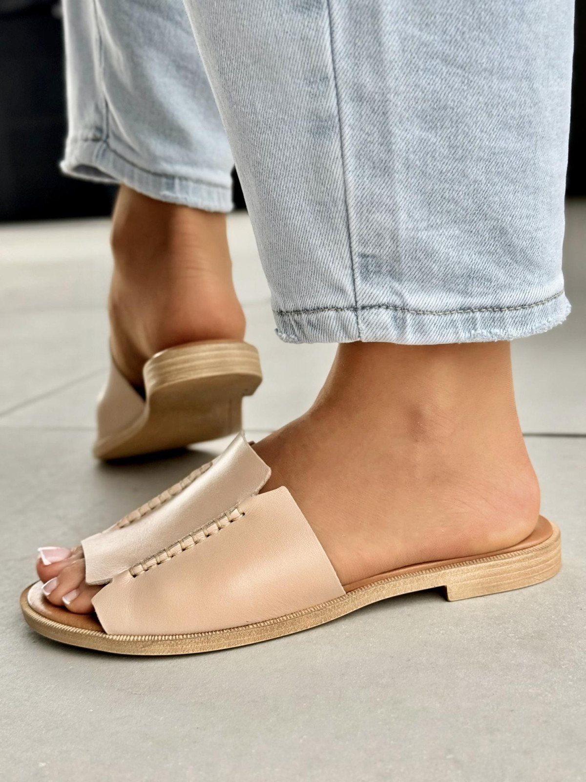 Klapki damskie OLEKSY ze skóry naturalnej Polskiej produkcji