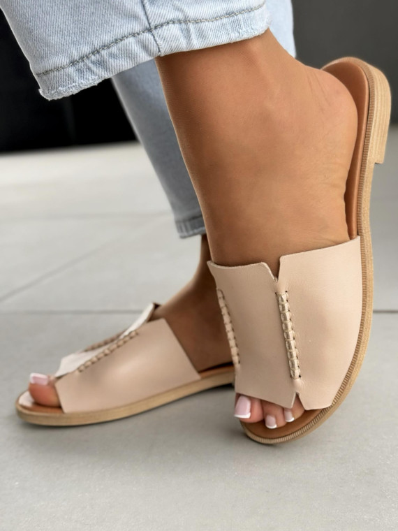 Klapki damskie OLEKSY ze skóry naturalnej Polskiej produkcji