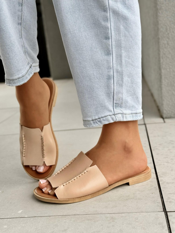 Klapki damskie OLEKSY ze skóry naturalnej Polskiej produkcji