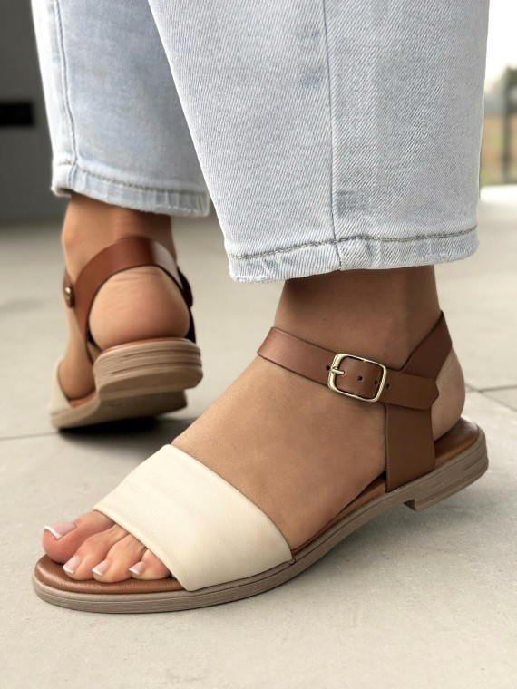 Sandałki damskie ze skóry naturalnej