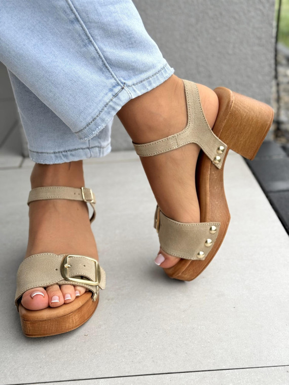 Sandałki damskie ze skóry naturalnej