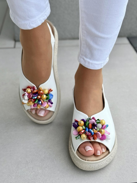 Sandałki damskie ze skóry naturalnej