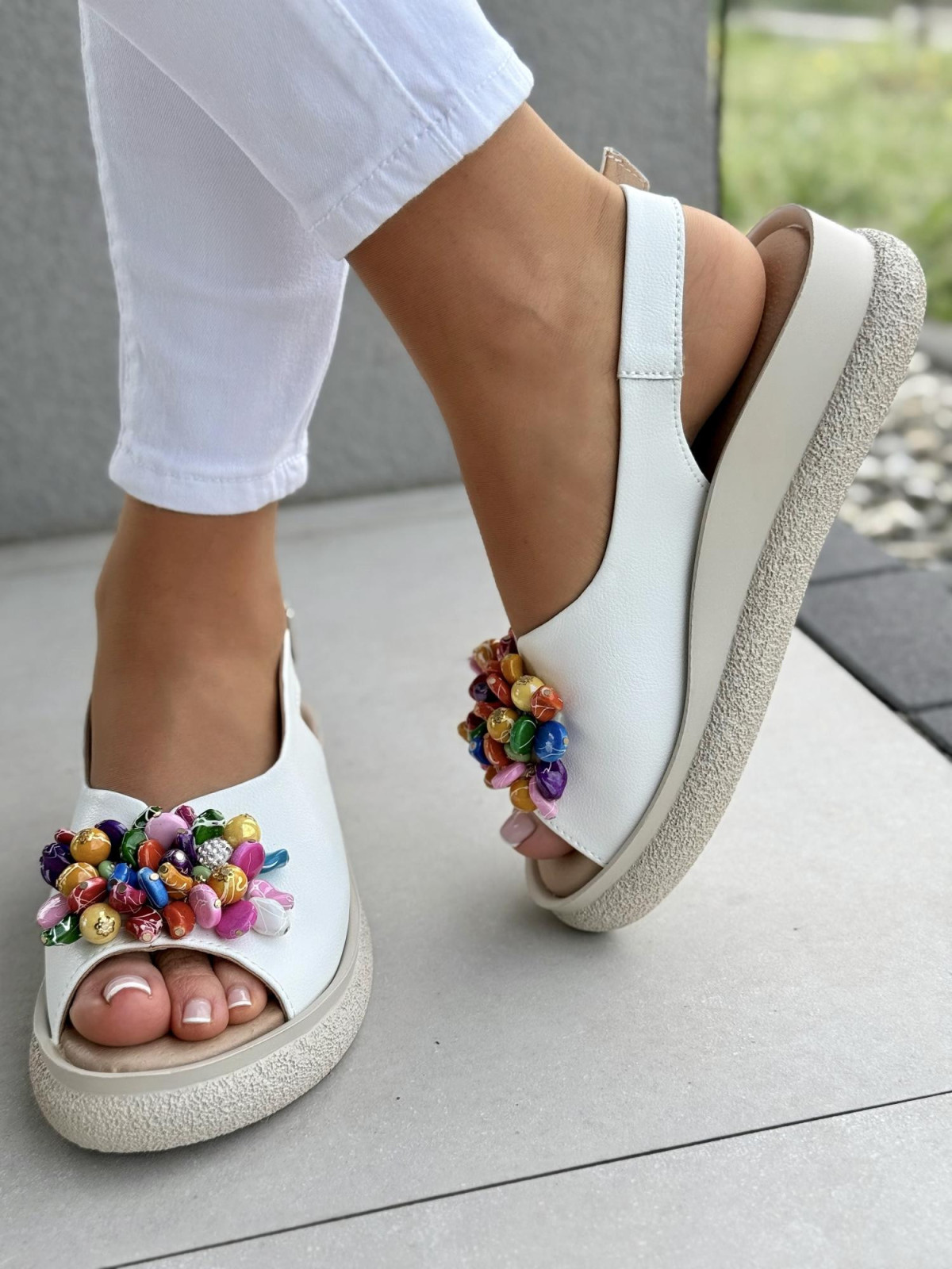 Sandałki damskie ze skóry naturalnej