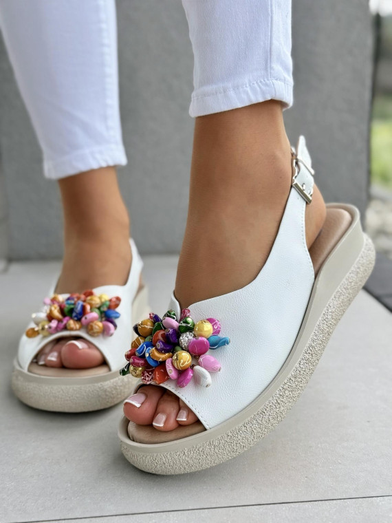 Sandałki damskie ze skóry naturalnej