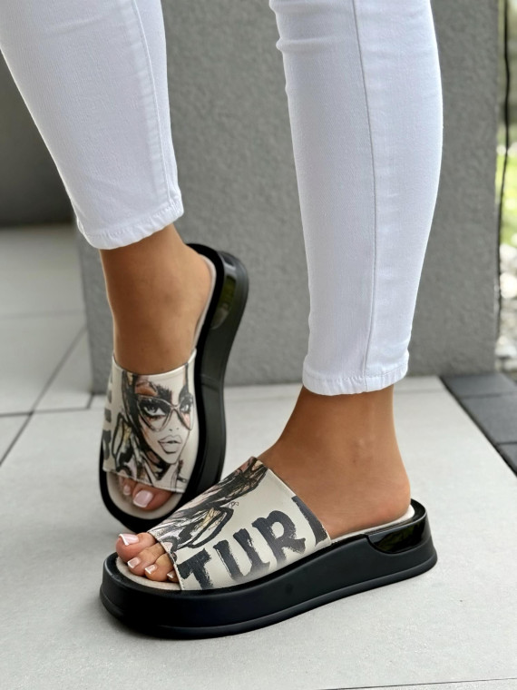 Klapki damskie ze skóry naturalnej