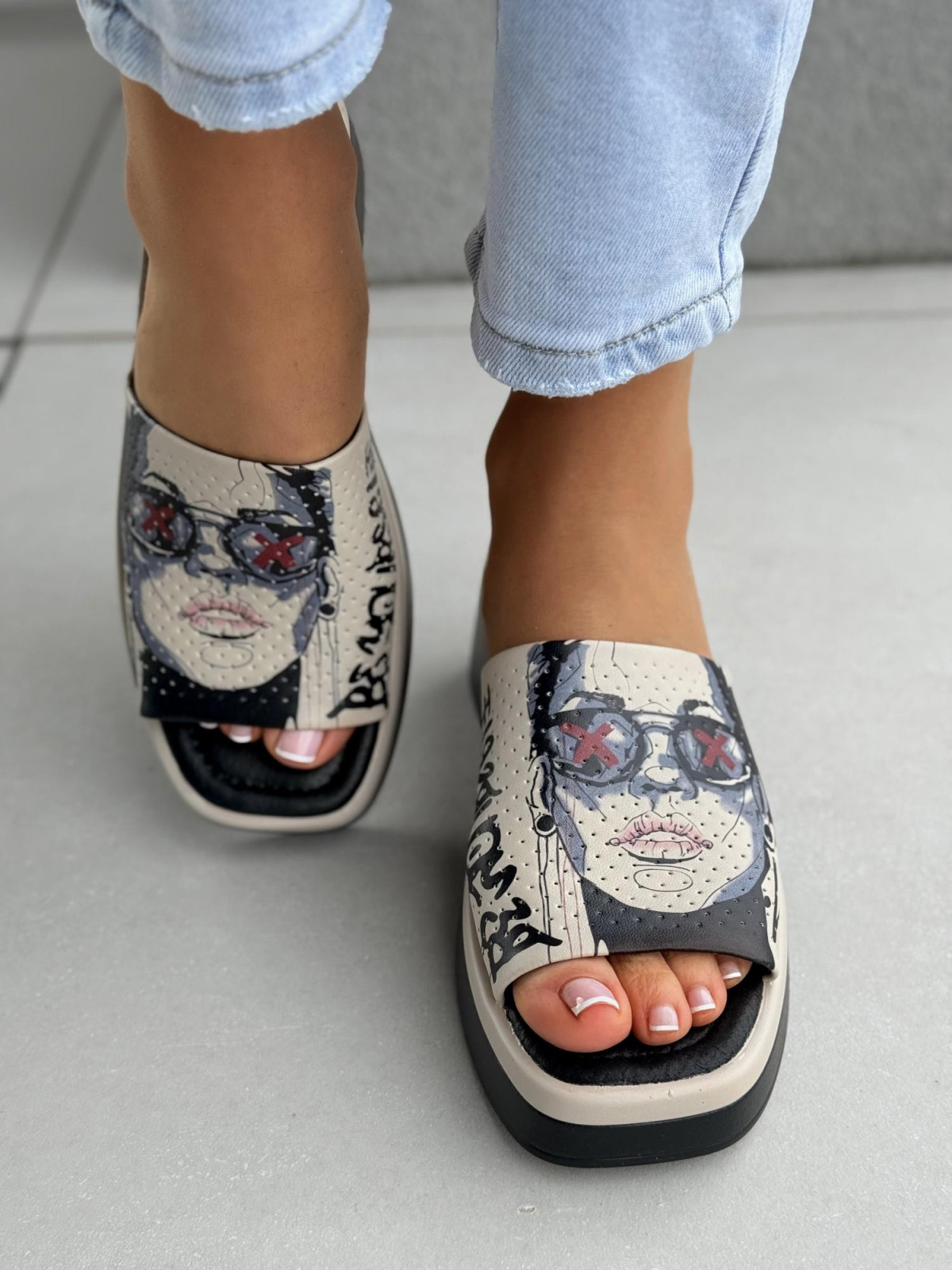 Klapki damskie ze skóry naturalnej